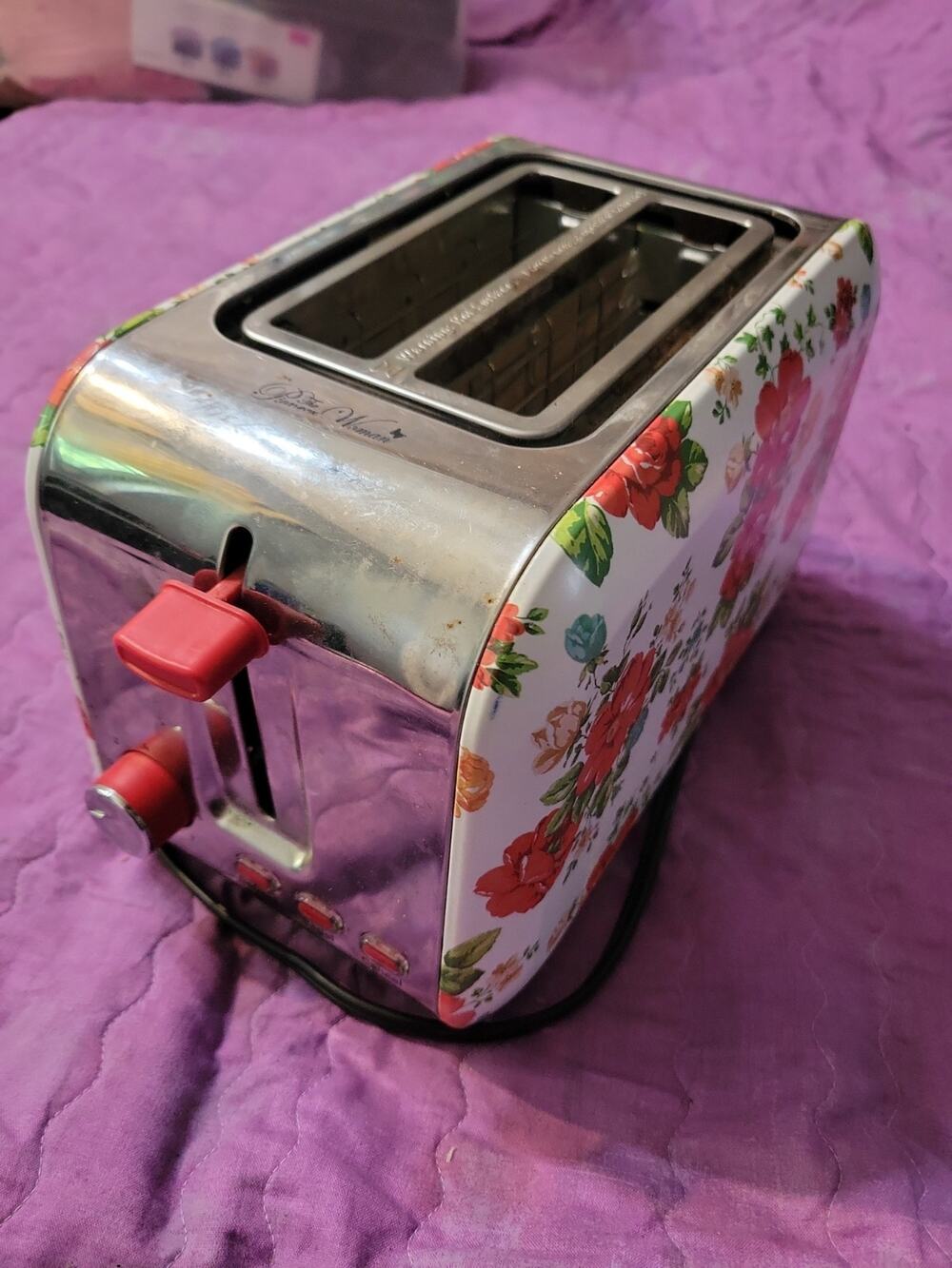 The Pioneer Woman 2 Slice Toaster Vintage Floral 7 Settings | HTF White Floral